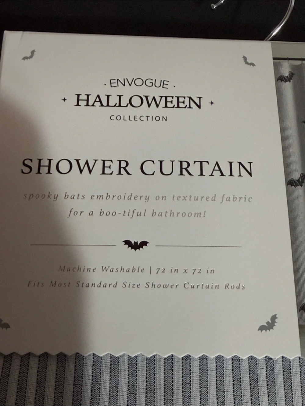 Envogue Halloween embroidered bat shower curtain 72”